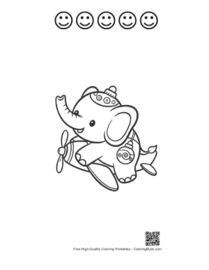 Thumbnail: Easy Baby Elephant Coloring Page Printable and 5 Happy Face Outline