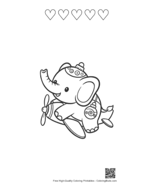 Thumbnail: Easy Baby Elephant Coloring Page Printable and 5 Heart Outline