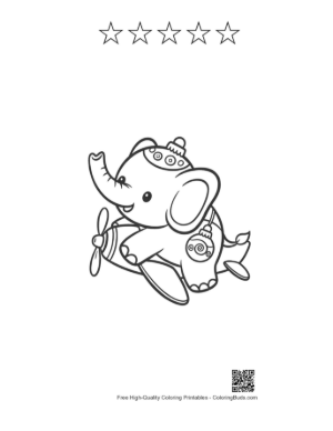 Thumbnail: Easy Baby Elephant Coloring Page Printable and 5 Star Outline