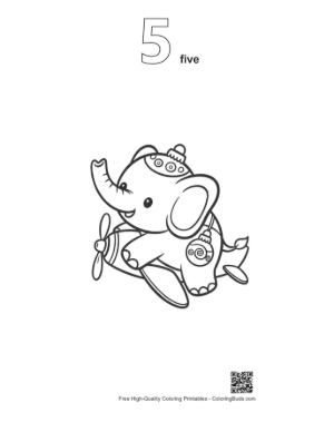 Thumbnail: Easy Baby Elephant Coloring Page Printable Outline Number 5