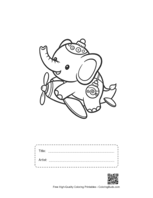 Thumbnail: Easy Baby Elephant Coloring Page Printable with Title and Artist Box