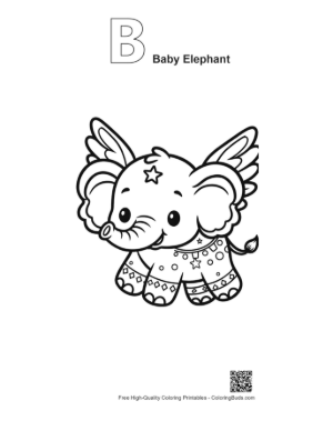 Thumbnail: Easy Baby Elephant Coloring Sheet Printable Outline Alphabet B Baby Elephant