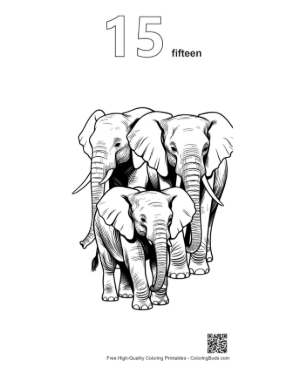 Thumbnail: Elephant Family Line Art Printable Outline Number 15