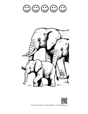 Thumbnail: Elephant Family Stroll Printable and 5 Happy Face Outline