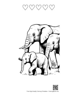 Thumbnail: Elephant Family Stroll Printable and 5 Heart Outline
