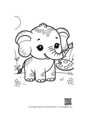Thumbnail: Happy Baby Elephant Athlete Playing Football on Grass Printable