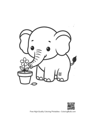 Thumbnail: Little Baby Elephant Picking Apples from a Tree Branch Printable