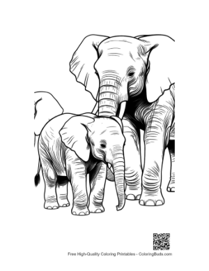 Thumbnail: Mother Elephant Nuzzling Baby with Family