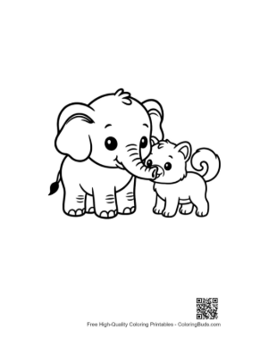 Thumbnail: Mother Elephant Nuzzling Baby with Puppy