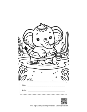 Thumbnail: Small Elephant Calf Holding a Ball with Its Trunk Printable with Title and Artist Box