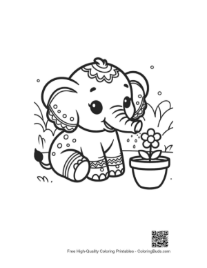 Thumbnail: Sweet Elephant Calf Balancing on a Ball in the Circus Printable