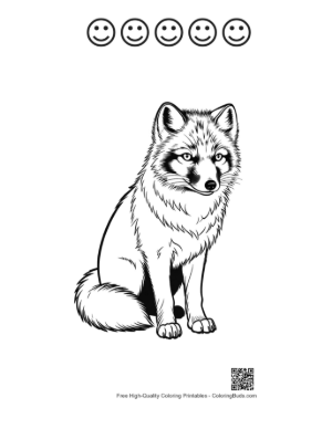 Thumbnail: Adorable Arctic Fox Sitting Printable and 5 Happy Face Outline
