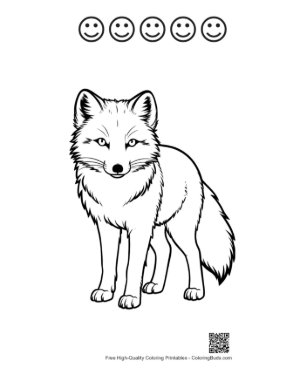 Thumbnail: Adorable Arctic Fox Standing Alert Printable and 5 Happy Face Outline