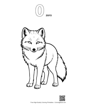 Thumbnail: Adorable Arctic Fox Standing Alert Printable Outline Number 0