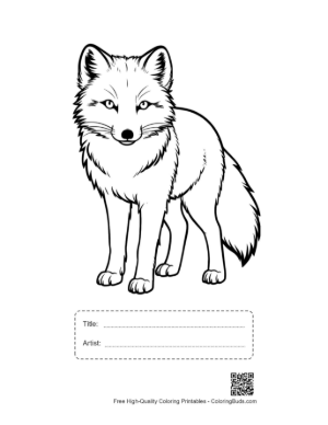 Thumbnail: Adorable Arctic Fox Standing Alert Printable with Title and Artist Box