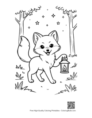 Thumbnail: Adorable Arctic Fox with Butterflies and Flower Crown Printable