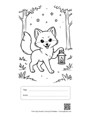 Thumbnail: Adorable Arctic Fox with Butterflies and Flower Crown Printable with Title and Artist Box