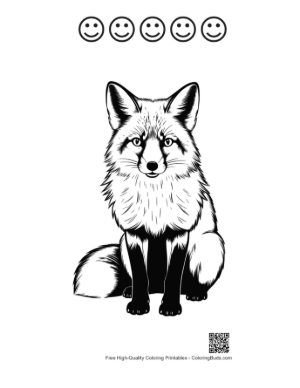 Thumbnail: Alert Red Fox Line Art Printable and 5 Happy Face Outline