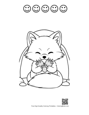 Thumbnail: Arctic Fox Cub Curling Up in the Deep Cold Snow Printable and 5 Happy Face Outline