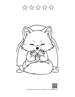 Thumbnail: Arctic Fox Cub Curling Up in the Deep Cold Snow Printable and 5 Star Outline
