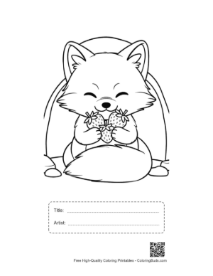 Thumbnail: Arctic Fox Cub Curling Up in the Deep Cold Snow Printable with Title and Artist Box
