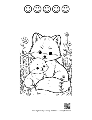 Thumbnail: Arctic Fox Printable and 5 Happy Face Outline