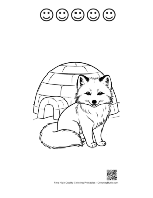 Thumbnail: Arctic Fox Sitting in a Small Toy Car in a Winter Forest Printable and 5 Happy Face Outline