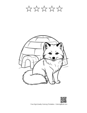 Thumbnail: Arctic Fox Sitting in a Small Toy Car in a Winter Forest Printable and 5 Star Outline