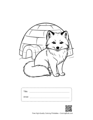 Thumbnail: Arctic Fox Sitting in a Small Toy Car in a Winter Forest Printable with Title and Artist Box