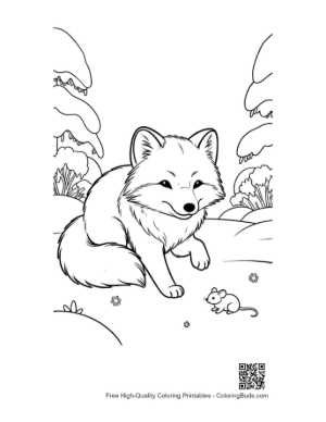 Thumbnail: Arctic Fox Sitting on the Hood of a Car in the Snow Printable