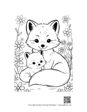 Thumbnail: Arctic Fox with a Gift Box and Snowy Mountain Background Printable