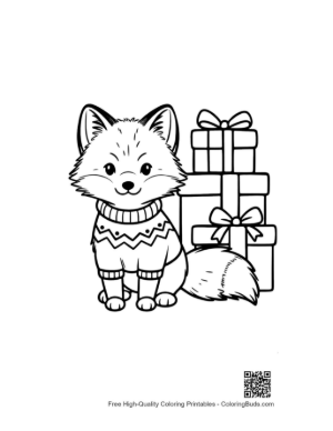 Thumbnail: Arctic Fox with Spring Blossoms and Butterfly Friends Printable