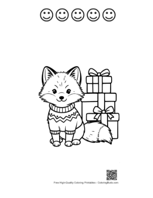 Thumbnail: Arctic Fox with Spring Blossoms and Butterfly Friends Printable and 5 Happy Face Outline