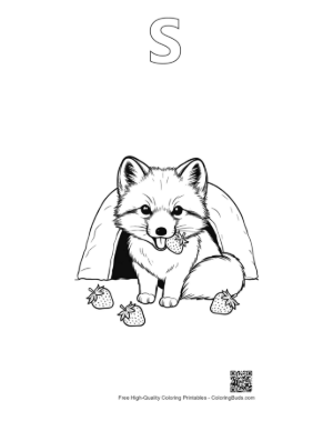 Thumbnail: Curious Arctic Fox Exploring a Frozen Winter Wonderland Printable Outline Alphabet S