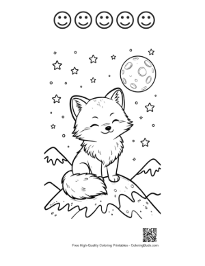 Thumbnail: Cute Arctic Fox for Kids Printable and 5 Happy Face Outline