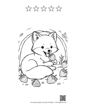 Thumbnail: Cute Arctic Fox for Kids Printable and 5 Star Outline