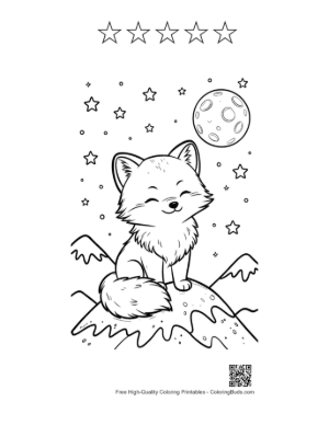 Thumbnail: Cute Arctic Fox for Kids Printable and 5 Star Outline