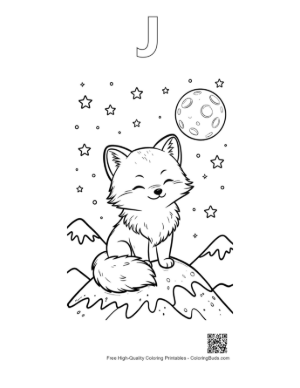 Thumbnail: Cute Arctic Fox for Kids Printable Outline Alphabet J