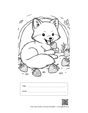 Thumbnail: Cute Arctic Fox for Kids Printable with Title and Artist Box