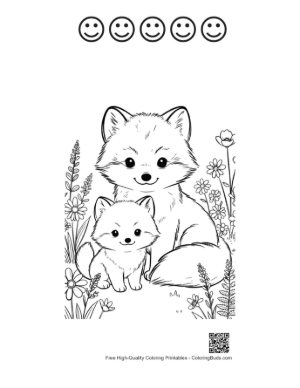Thumbnail: Cute Arctic Fox Printable and 5 Happy Face Outline