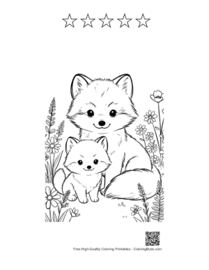 Thumbnail: Cute Arctic Fox Printable and 5 Star Outline