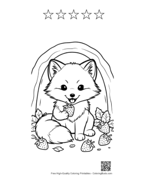 Thumbnail: Cute Arctic Fox Printable and 5 Star Outline