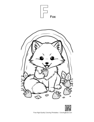 Thumbnail: Cute Arctic Fox Printable Outline Alphabet F Fox