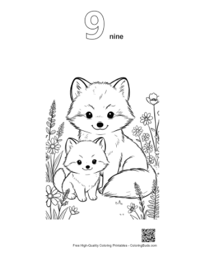 Thumbnail: Cute Arctic Fox Printable Outline Number 9