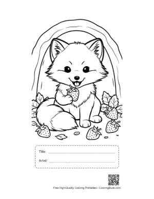 Thumbnail: Cute Arctic Fox Printable with Title and Artist Box
