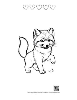 Thumbnail: Cute Arctic Fox Pup Outline Printable and 5 Heart Outline