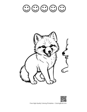 Thumbnail: Cute Arctic Fox Pup Smiling Outline Printable and 5 Happy Face Outline