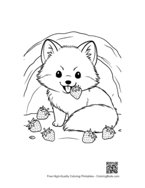 Thumbnail: Cute Arctic Fox Sitting on a Snow-Covered Mountain Peak Printable