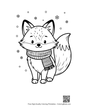Thumbnail: Cute Fox Pup Holding a Wrapped Gift Box Printable