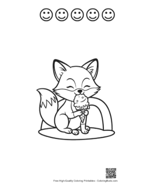 Thumbnail: Cute Red Fox Printable and 5 Happy Face Outline